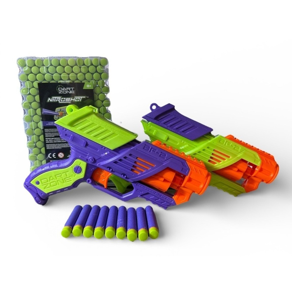 2 Dart Zone BF-2 BLITZFIRE Dart Blasters 6 Shot Toy & NEW‎ 200 pc Refill Pack